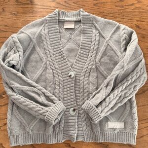 Taylor Swift Light Gray Cable Knit Cardigan Sweater